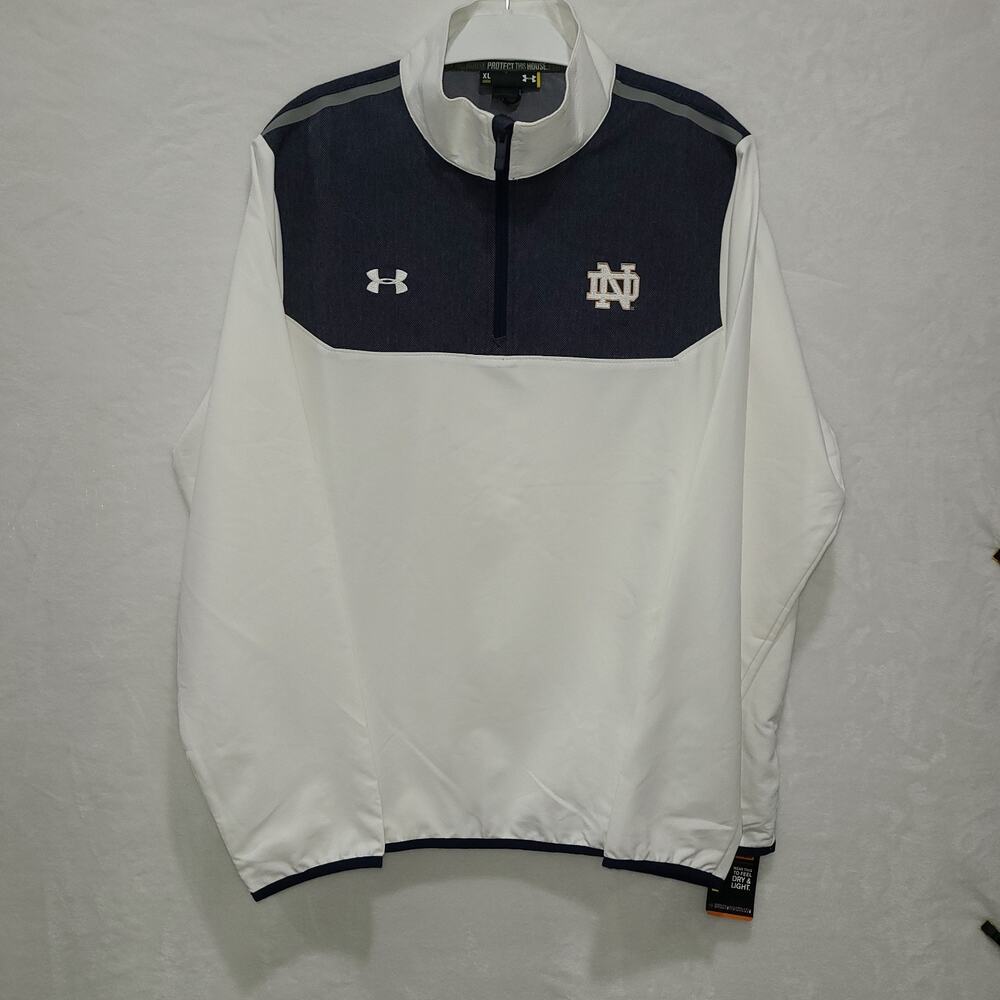 Under Armour Notre Dame Fighting Irish 1/4 Zip Pullover Jacket Mens XL NWT White